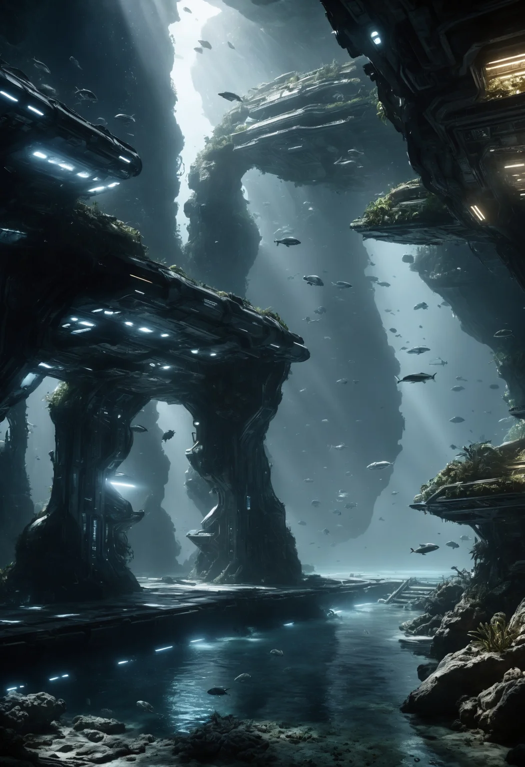 DonMU17r4G34rXL (masterpiece, best quality,detailed light), scifi, tech, underwater base domicile in mediterranean biome, (highres, 4k, 8k, intricate detail, cinematic lighting, amazing quality, amazing shading, soft lighting, Detailed Illustration, wallpaper), <lora:Perfect Hands v2> <lora:SDXL\DetailedEyes_V3> <lora:myLoraXL_test\DonMU17r4G34rXL-000008>