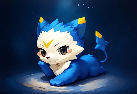 score_9, score_8_up, score_7_up, dimo, chibi, mascot, full body, solo, pokemon_(creature), looking at viewer, black eyes, no humans, castle background, lying on ground, furry, zPDXL3, fluxPaint, lv1rubili