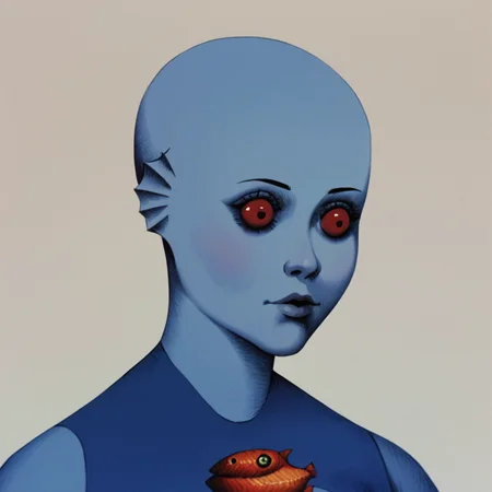 score_9,score_8_up,score_7_up,, <lora:fantasticplanet-pony:0.8>,
fantasticplanet, 1girl,blue skin,bald, fish-like ears,portrait