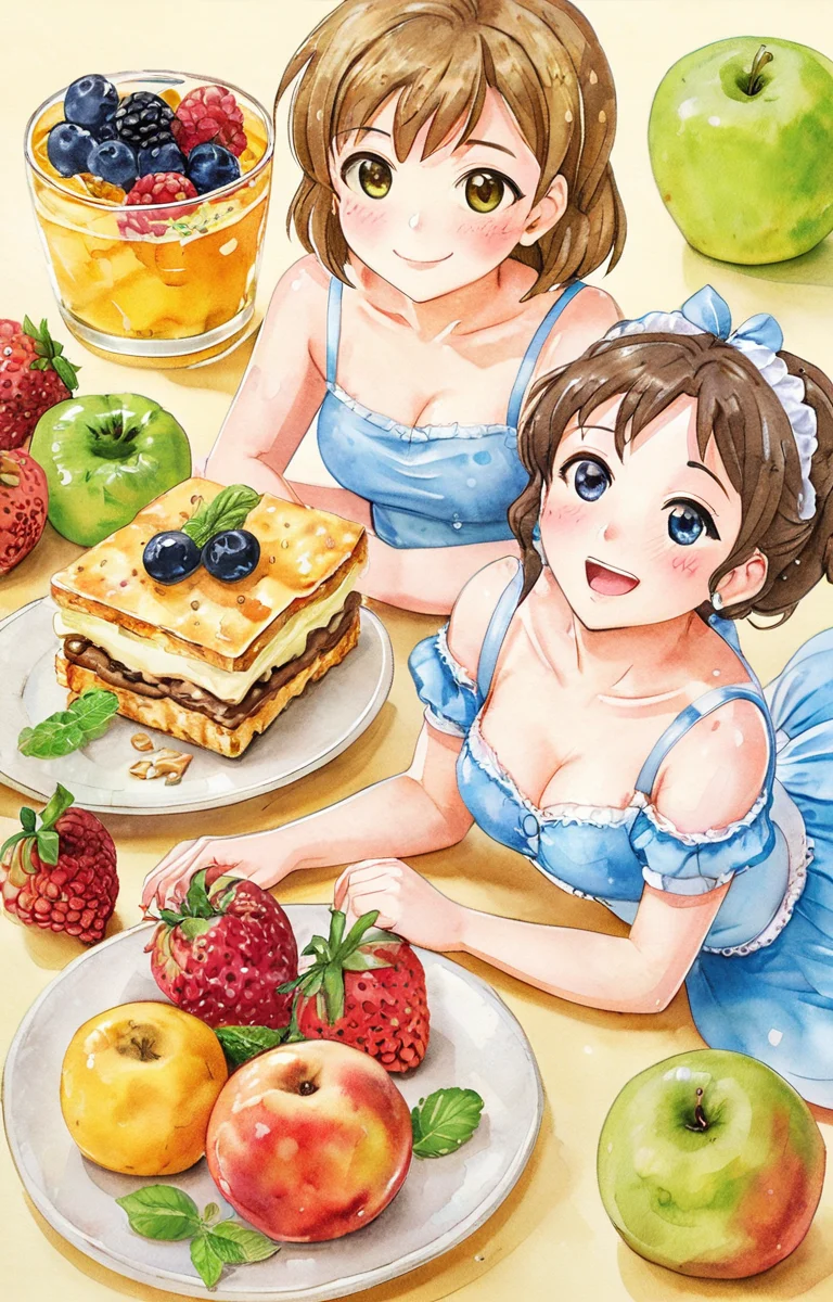 masterpiece,best quality,<lora:tbh32-sdxl:0.9>,illustration,food portrait of idolmaster cinderella girls,