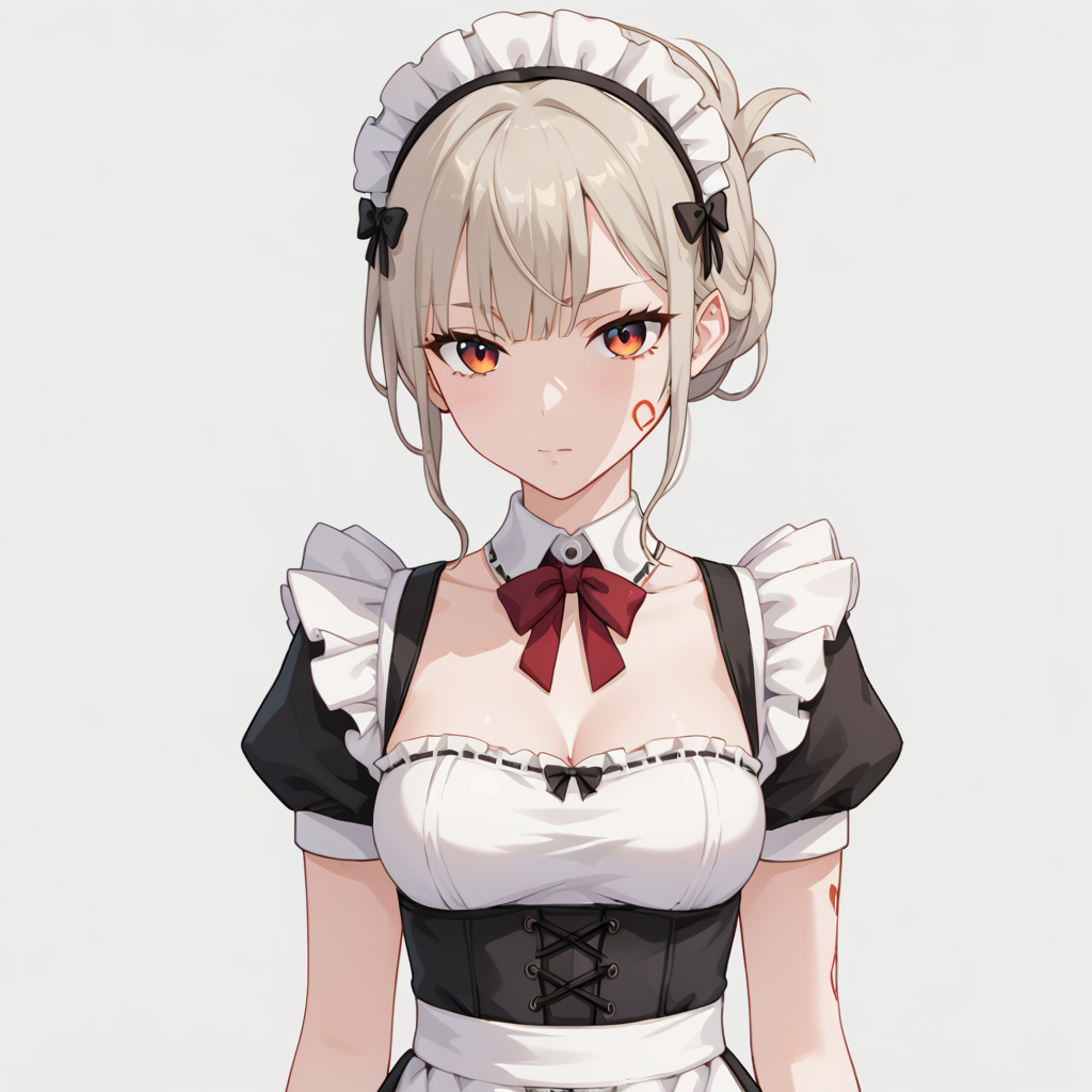 score_9, score_8_up, score_7_up, simple background,
1girl, tied hair, tattoo, maid, 
 <lora:bona_npc_pony_v1:0.7>