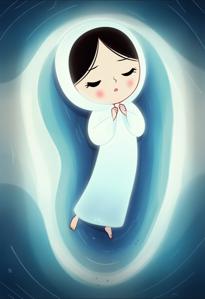zPDXL3, source_cartoon, Perfect Hands, full body,
1girl, solo, sea bottom, looking at viewer, saoirse, black hair, black eyes, blush, ghost, hood up, robe, barefoot, glowing, lying under the sea, from above, lying on side, facing at viewer, feeling cold, eyes closed, emotionless, open mouth, sleeve past wrist, slim body, long body, highlight cloth wrinkle, anime style, dark blue background,
<lora:Perfect Hands:1>  <lora:Saoirse_-_The_Song_of_the_Sea-000009:1>
