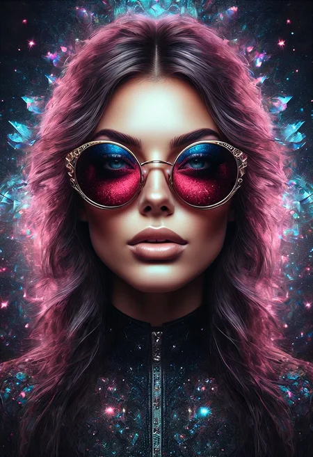 double exposure, enys guerrero art style portrait of a Fantasy hyper detailed steampunkschloss beautiful ultra Realistic, gorgeous boujie female, skull, colorful bismuth sparkles, hyper detailed Kaleidoscope sunglasses , in the style of tom wood, charlie bowater, Bing AI , Dall-e3 , Chat GPT 4, centered composition, super sharp focus, rule of thirds,, (gothic style:1.2) . mysterious, haunting, dramatic, (minimal, ornate), aesthetic, eerily beautiful, dark surrealism, best quality, hyperrealistic art, cinematic film grain, high angle shot, natural texture.