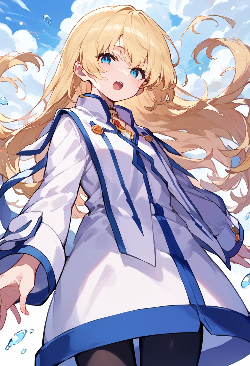 score_9,score_8_up,score_7_up,source_anime,zPDXL,open mouth,
*//*,1girl,blonde hair,long hair,blue eyes,black pantyhose,white dress,<lora:ColetteBrunel:1>,
looking at viewer,cowboy shot,dutch angle,dynamic pose,