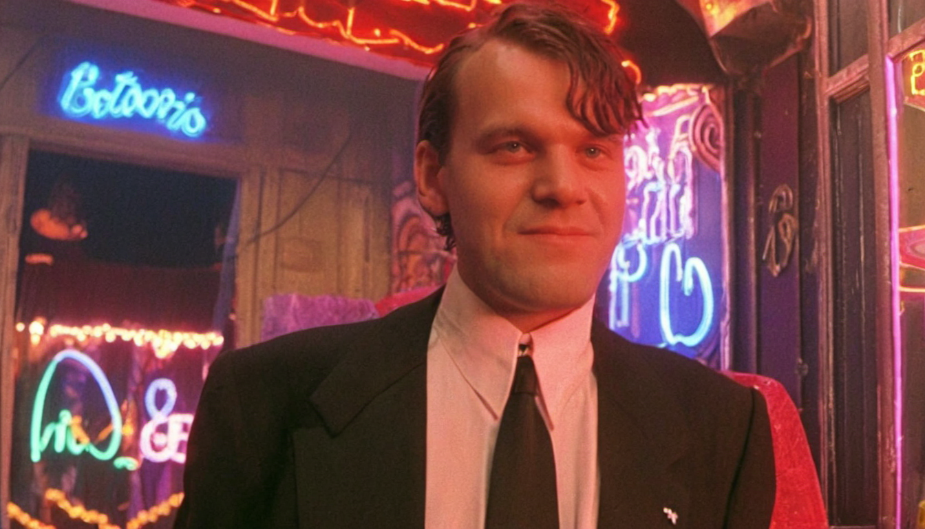 portrait photo of a german man outside a night club, morning, 1990, tuxedo, suit,  <lora:badquality_v02:1> bad quality