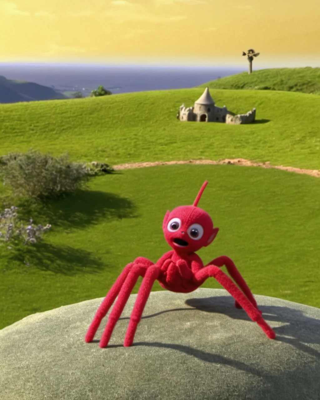 a spider,animal, teletubbiesxl, <lora:teletubbiesxl:0.4>,scenery in the background