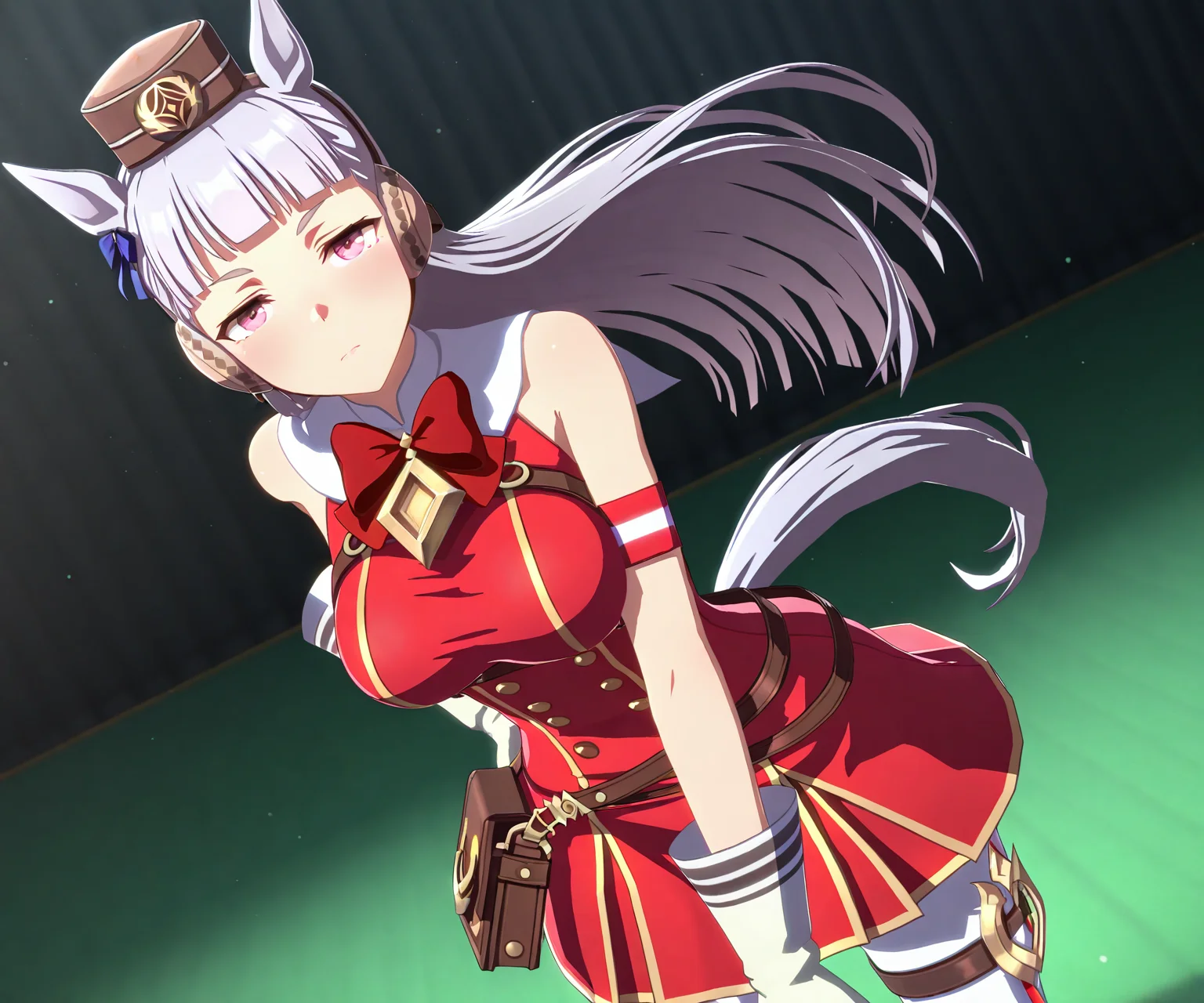 masterpiece, best quality, amazing quality, , 1girl, solo, looking at viewer,  <lora:Gold Ship in game style 3D ILL-v2:1> ummsmingame, 3d, gold ship \(umamusume\),