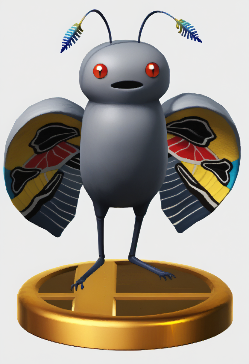 score_9, score_8_up, score_7_up, source_anime,  solo, no humans
<lora:zs_SmashTrophiesXL:1> smashtrophies, faux figurine, 3d, full body, white background
<lora:Mothman-pdxl_Fp:1> mothman, pokemon \(creature\), red eyes, antennae, grey skin, wings
