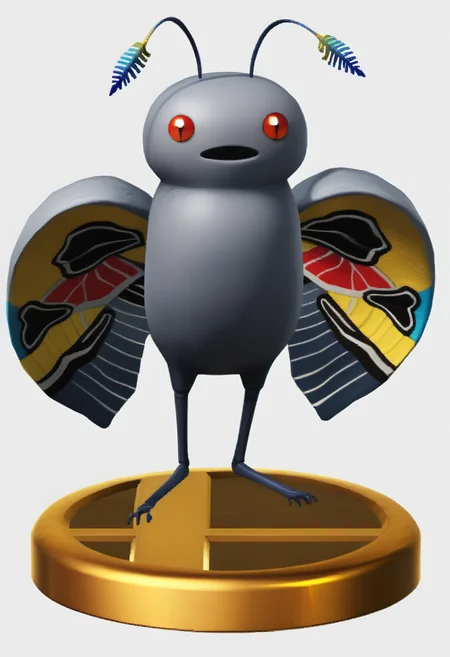 score_9, score_8_up, score_7_up, source_anime, solo, no humans
<lora:zs_SmashTrophiesXL:1> smashtrophies, faux figurine, 3d, full body, white background
<lora:Mothman-pdxl_Fp:1> mothman, pokemon \(creature\), red eyes, antennae, grey skin, wings