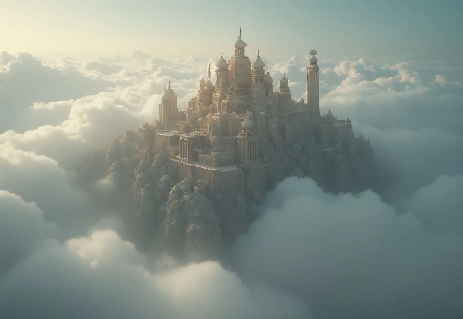 HIGHLY DETAILED[(an ancient CITY in the clouds,a dream world shifting landscapes, and ethereal creatures, Captured with a Hasselblad X2D 100C and an 80mm f/1.9 lens, hyper-realistic textures, soft studio lighting, elegant shadows, styled for a Vogue beauty editorial, incredible realism, creamy bokeh, ultra-detailed textures, perfect lighting],
