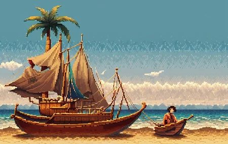 score_9, score_8_up, score_7_up, ocean, island, palm tree, pirate boat, detailed background,
<lora:Csp2PixelArtPony_Style:0.8> Csp2Pixel,