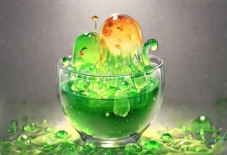 (masterpiece), (score_9, score_8_up, score_7_up,source_anime), 4K8K, very aesthetic, absurdres, best quality,
Hyperdetailed anime style image of a slime girl, slime girl in glass, Slime overflowing from a cup, transparent, see-through body, colorless skin, colorless sclera, amber eyes, orange slime,
(emeraldmorph), slime (creature), Translucent,
outdoors, detailed, dignified Smile, Amoeboid slime, Amoeba slime, Amoeba, Liquid slime,
(slime girl, Petite, large breasts, disproportionate breasts:1.3),