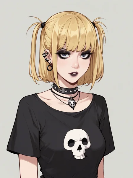 score_9, score_8_up, score_7_up, score_6_up, score_5_up, <lora:d34thn0t3XLP:1> d34thn0t3, 1girl, blonde, goth, solo,
