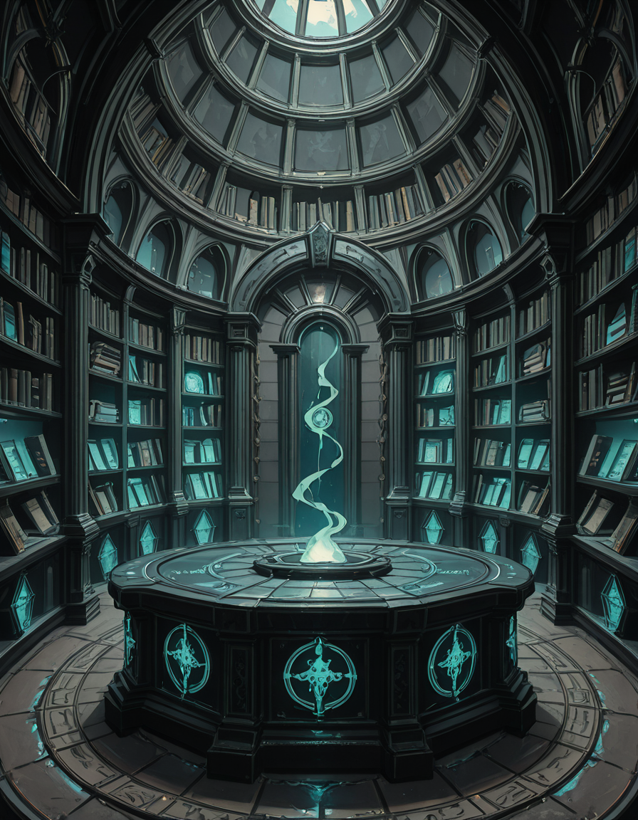 Buried deep within the necromancerâs fortress lies the Library of the Forgotten, an ancient, labyrinthine archive where no living hands have ever turned a page. The immense chamber stretches endlessly into the darkness, its towering bookshelves carved from obsidian and bone, spiraling upwards into unseen heights. The very air hums with an eerie resonance, filled with the whispers of knowledge long abandoned by the mortal world.
The shelves are packed with tomes bound in withered flesh, their covers etched with shifting runes that glow faintly with unholy light. Some books seem to breathe, their spines expanding and contracting like living creatures, while others are locked with chains of rusted iron, sealed by ancient curses too dangerous to be unleashed. Scrolls, brittle with age yet untouched by time, hover in the air, slowly unraveling and reforming, as if reading themselves in a silent, endless cycle.
At the heart of the library stands a massive circular desk, hewn from black stone and inlaid with veins of glowing green energy. Upon its surface, quills made from skeletal fingers hover above open grimoires, tirelessly transcribing forbidden knowledge in ink that shimmers like liquid shadow. Dust does not settle hereâonly the weight of forgotten secrets, pressing down like an invisible hand upon any who dare enter.
Above, the ceiling is a vast cosmic void, an endless expanse of swirling darkness where distant, malevolent stars flicker in unnatural constellations. Occasionally, something moves between the stars, a shape vast and unknowable, watching the library in silence.
In the farthest reaches of the chamber, towering stone monoliths stand, inscribed with ever-shifting text in a thousand dead languages. Some glow faintly, others pulse like beating hearts, their inscriptions rearranging as if whispering among themselves. The floor between them is covered in intricate ritual circles, their markings pulsating with a faint, necrotic glow, hinting at the presence of knowledge too terrible to be contained within mere books.
No footsteps ever disturb the silence, no voices break the eternal stillnessâonly the endless rustling of pages turning on their own, the quiet scraping of phantom quills, and the occasional, distant sound of something shifting among the shelves.
This is not a place of learning.
It is a tomb of knowledge, a repository of secrets too dangerous to be spoken, where books are not just readâthey watch, listen, and remember.
Style & Mood :
- Dark fantasy, gothic horror, necromantic aesthetics
- Cinematic, highly detailed, eerie lighting
- Infernal atmosphere, filled with shadows, glowing runes, and whispering books
- Inspired by the works of ZdzisÅaw BeksiÅski, H.R. Giger, and dark medieval occultism 
<lora:SDXLFaeTastic2400:0.4> <lora:extremely_detailed:0.4> extremely detailed,necromancer l1br4ry, <lora:necromancer_l1br4ry-i:1>, Masterpiece,best quality,hi res,8k,hi res,8k,award winning,(sharp focus, intricate, highly detailed),
