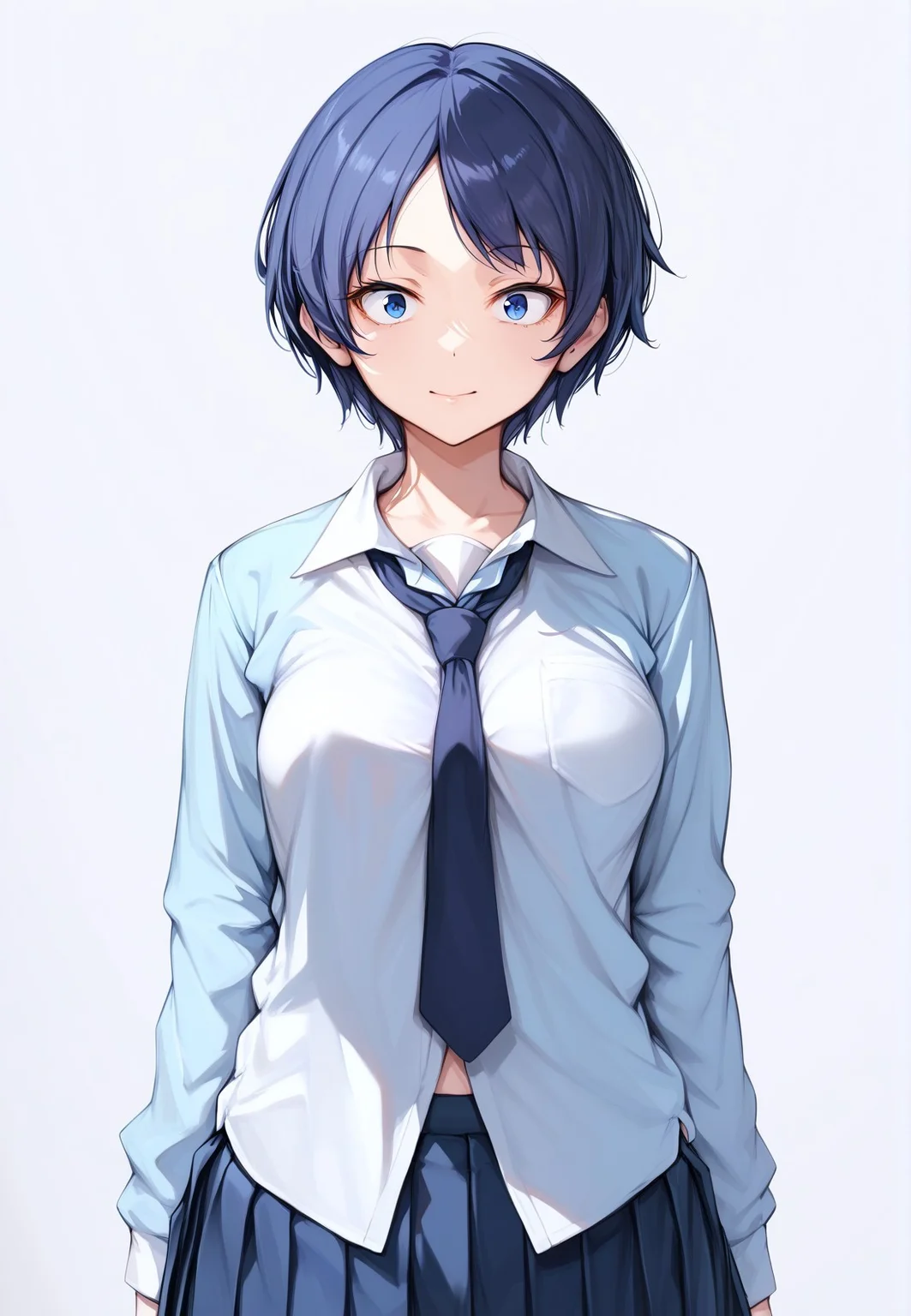 1girl, solo, score_9,score_7_up, score_8_up,
(white background, no background, isolated on white background:1.2), cowboy shot, school uniform,
looking at viewer, blue eyes,
<lora:sanpaku-0318-v3-PN:0.8> sanpaku eye, (tsurime eye:1.3)