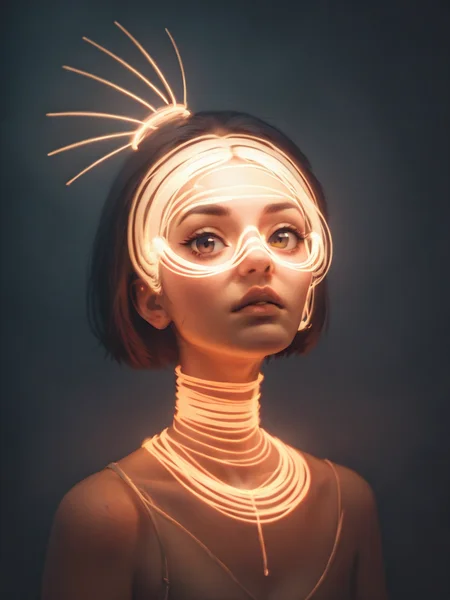 score_9, score_8_up, score_7_up, score_6_up, score_5_up, score_4_up, 1girl, <lora:l1ghtp41ntXLP:0.77> l1ghtp41nt, portrait, neons, light, long exposure, glowing, illumination,