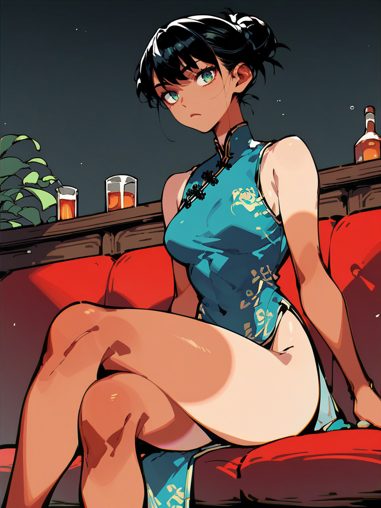 score_9,score_8_up,score_7_up,source_anime,1girl,<lora:nb_tanlines_r1:1>,tanlines,china dress,sitting on sofa,dark room,crossed legs,black,bar,