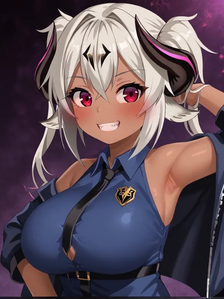 detailed background, shiny skin,  posing, rating safe, 
<lora:grimgrim.pony:1>
grimgrim, altgoat, 
clothed girl, upper body, 
casual clothing, shirts, jacket,