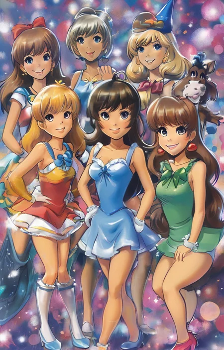 masterpiece,best quality,<lora:tbh285-sdxl:0.9>,illustration,style of Hanna-Barbera portrait of idolmaster cinderella girls,