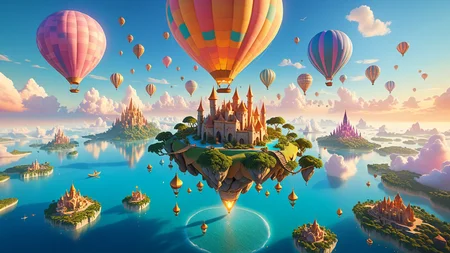 floating islands, gentle breezes, flying mysterious creatures, ethereal, sky-bound realms, golden hour, realistic, incredible, ultra-detailed, unique perspective, vibrant, pastel colors <lora:add-detail-xl:1>