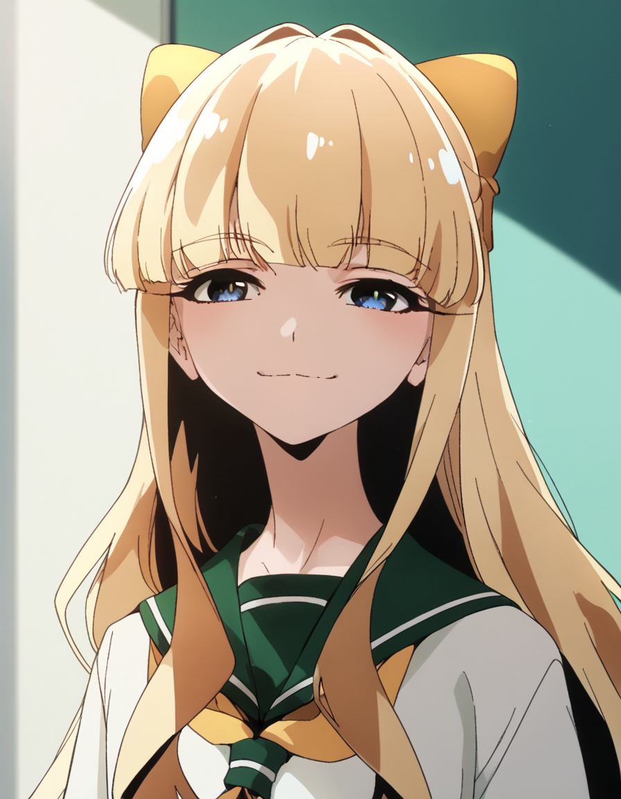 score_9, score_8_up, score_7_up, score_6_up, score_5_up, score_4_up, source_anime,  Kaoruko, solo , school uniform, portrait, smile