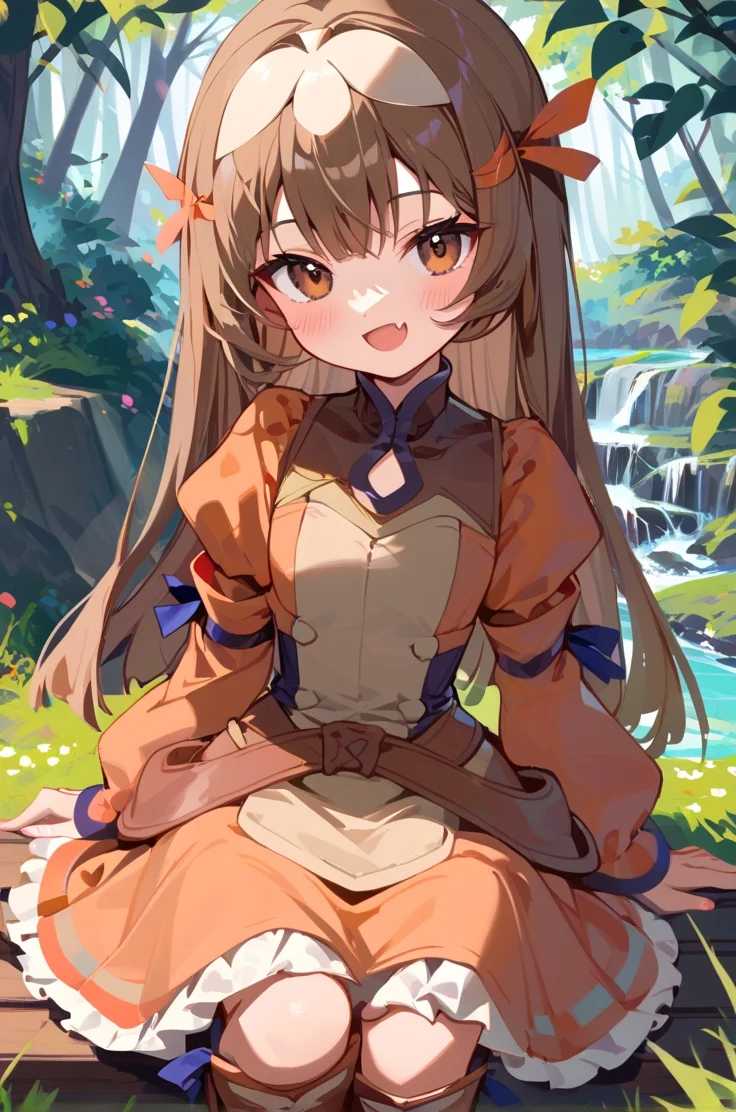 <lora:HandFineTuning_XL:1>
score_9, score_8_up, score_7_up, source_anime, masterpiece,best_quality,
BREAK,
forest, windy,
cowboy shot, upperbody, flat chest,
BREAK,
sitting, looking at viewer, open smile, fang, blush
BREAK,
<lora:remii_autismConfetti_v03:1.2>
remiibase, brown hair, bangs, brown eyes, sidelocks, long hair,
long sleeves, puffy sleeves, orange dress, knee boots,, zPDXL