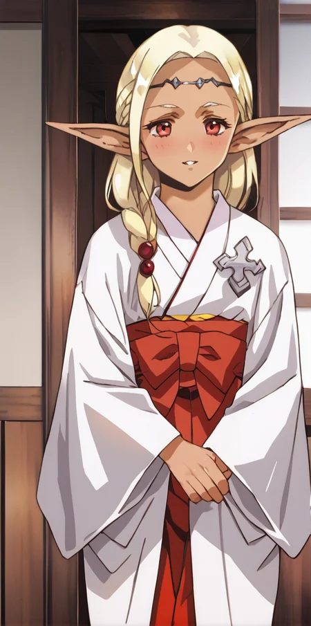 1girl, absurdres, uncensored,
score_9, score_8_up, score_7_up, score_6_up, source_anime, zPDXL3,
(mature female),
BREAK
indoors, seductive smile, smile,
BREAK
,
BREAK
yorude, red eyes, blonde hair, long hair, pointy ears, dark elf, dark-skinned female, braid, japanese clothes, kimono, circlet,
<lora:Urushihara Satoshi_XL_PONY_V2:0.9>,<lora:edomaeelf:0.8>