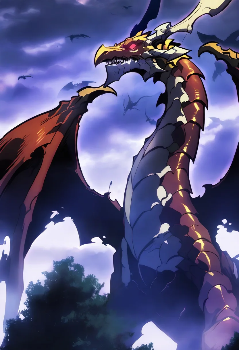 8K, depth of field, focused subject, best quality, <lora:solo_leveling_by_readandsign_fin-000014:1>,
rf64u, dragon, red eyes, outdoors, wings, horns, sky, cloud, tree, no humans, night, glowing, cloudy sky, glowing eyes, monster, fantasy, dragon, giant, fog
