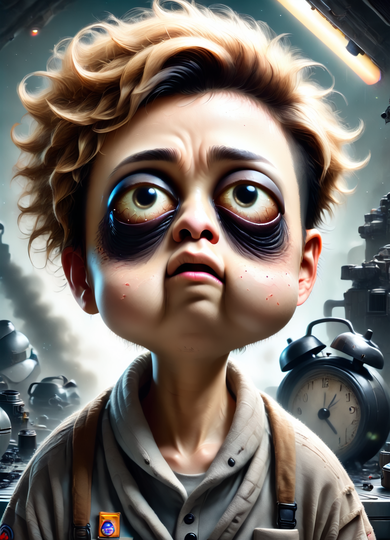 DonM1ns0mn14XL,score_9, score_8_up, score_7_up, score_6_up,male virtual reality designer,  youth elegant, pacific islander, light brown eyes, unique ears,   round jaw, symmetrical cheeks, widows peak forehead, unusual face shape, lean torso, , golden blonde disconnected undercut hair, regret, sitting in a cockpit with hands on controls, focused on the mission.,  wearing  gravitational convertible pants,  gravitational cardigan,   , assumed position for advanced hand-to-hand combat., neon architecture, galactic space battles, emergency force fields protecting critical ship sections, futuristic light beams, self-replicating nanobots and ai-powered factories,  creepy, gloomy, rating_safe <lora:DonM1ns0mn14XL-pony:1>