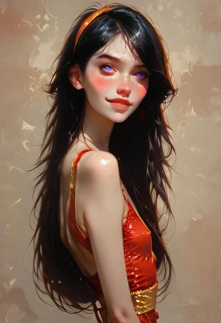 score_9, score_8_up, score_7_up, score_6_up, score_9, score_8_up, score_8, 1dk, portrait
(best quality:1.1), (masterpiece:1.2), (realistic:1.2), (detailed:1.1), (highres, best quality:1.2),
{1girl(violetparr (/The Incredibles)/,(ultra HD quality details), black hair, long hair, hairband, purple eyes)} Perfect feet, beautiful face, Slim girl, flat chest, tiny breast, narrow waist, wide hips, bubble butt, skinny, petite, small arms, small legs, small body (18 years old)
violetparr, mask, black hair, long hair, hairband, purple eyes, red bodysuit, black gloves, cowboy shot, hands on hips, looking at viewer, solo, simple background head tilt, curvy, smile, blush,