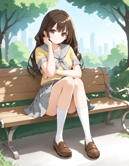 score_9, score_8_up, score_7_up, score_6_up, BREAK source_anime, best quality, masterpiece
1girl,<lora:lass bwPonyXL:0.8>,lass bw,grey sailor collar,grey neckerchief,yellow serafuku,skirt,socks,loafers,full body,sitting on park bench,smile,looking at viewer,park,