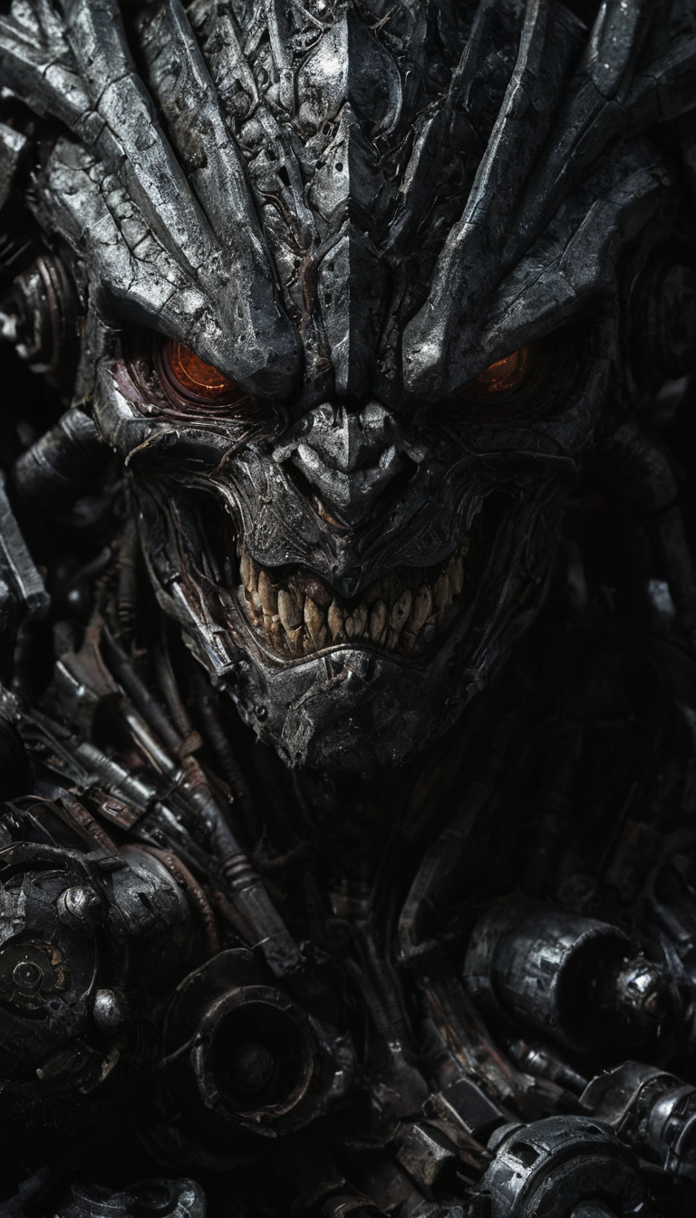 Exquisitely detailed picture, Sharp focus photography, looming mecha munchkins, Sharply defined imagery, lovable features, Contrasting subjects, macro shot, Extreme long shot, Intricate art piece representing the lifestyle of thousands of typal people, <lora:zavy-cntrst-sdxl:0.6> dark, low-key, <lora:Consistency Corrector XL:0.4>