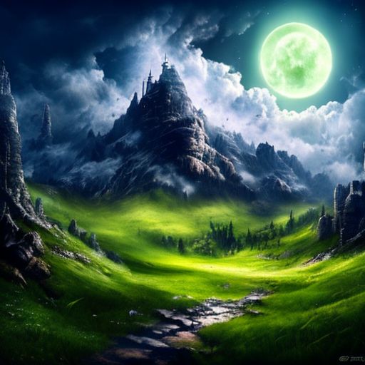 RAW photo, (masterpiece:1.3), subsurface scattering, heavy shadow, (high quality:1.4), (intricate, high detail:1.2), professional photography, HDR, High Dynamic Range, realistic, ultra realistic, photorealistic, high resolution, film photography, ambient lighting, atmospheric effects, <lora:detail_slider_v4:2>, OverallDetail, epic medieval fantasy, night sky, cloud, fanmou, grass, landscape, moon, mountain, outdoors, ruins, sky, tree, <lora:Fantasy_Mountains:1>, epiCPhoto