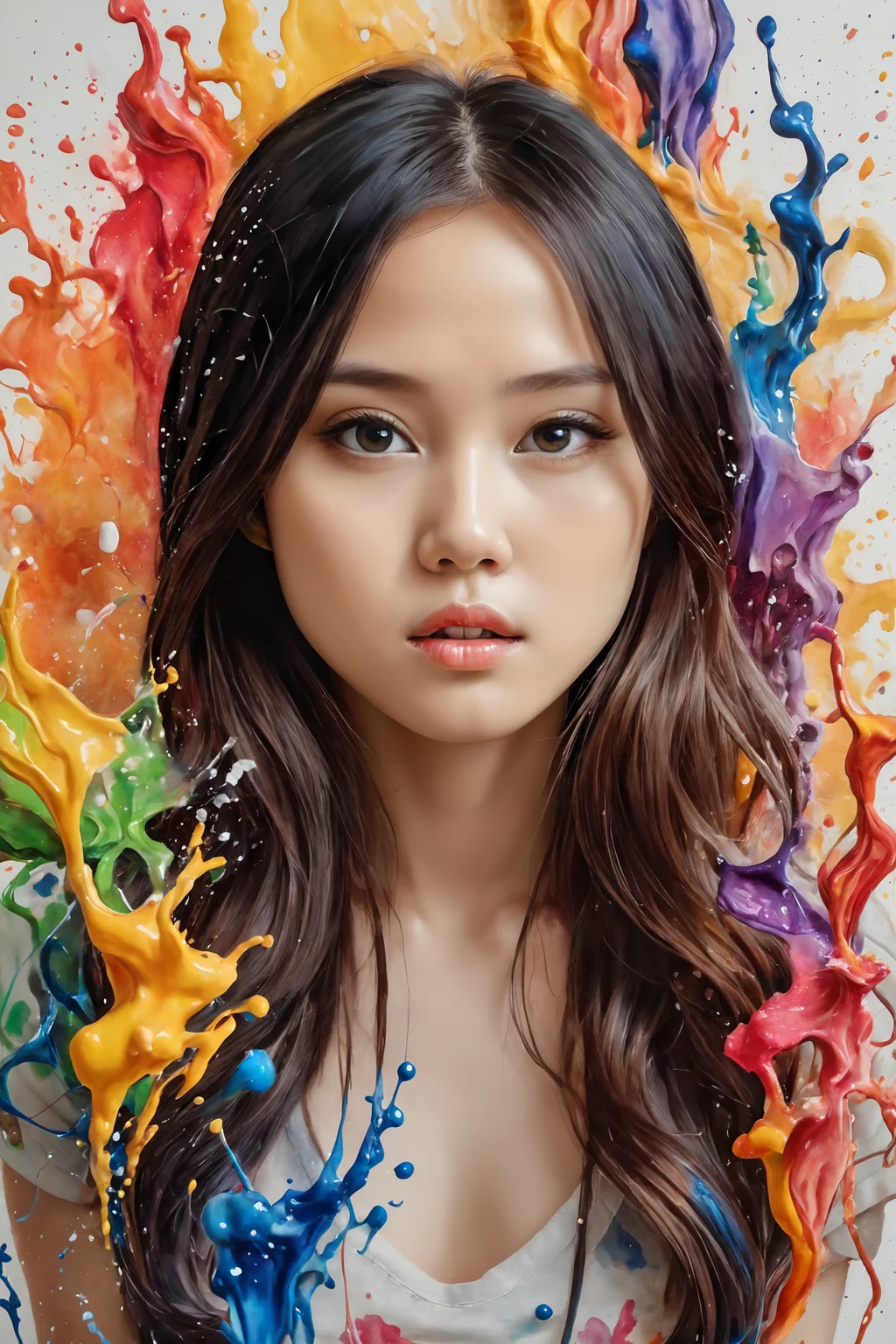 Colorful, multiple colors, intricate detail, splash screen, photorealistic, intricately detailed fluid gouache painting, calligraphy, acrylic, watercolor art,
masterpiece, best quality, 1girl, <lora:kwFemale_Beta40-SDXL_v1:1>, asian