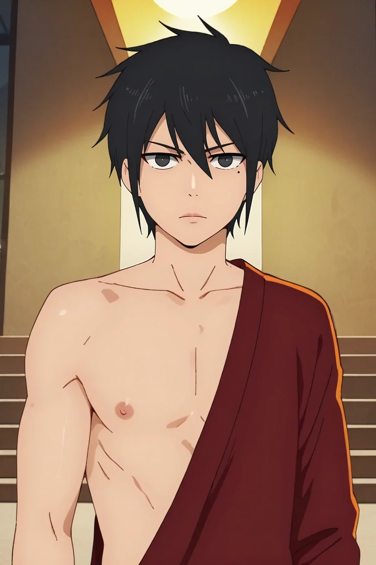score_9, score_8_up, score_7_up, , rating_safe, intricate details, anime screencap, anime coloring, , looking at viewer, depth of field, 1boy, solo, male focus, <lora:hatz_kami_no_tou_pony:0.92>, hatz_kami_no_tou, black hair, black eyes, short hair, mole, mole under eye, , , , luau costume, <lora:sdxl_lightning_8step_lora:1>