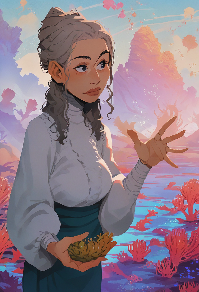 source_anime, score_9, score_8_up, score_7_up, 1girl, mature_female, solo, Standing with one hand reaching up, vanishing point, (Coral Braces), gray hair, cropped arms, rating_safe, <lora:sdxl\pony diffusion\artist_styles\incase_new_pony:1.0>