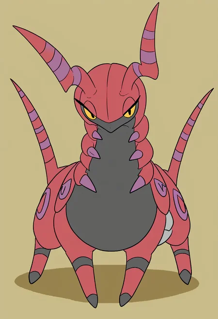 <lora:FlatColor:1.2> flat color,
<lora:Scolipede:0.85> pokemon creature, colored sclera, feral, no humans, 1girl, yellow eyes, full body, colored skin, yellow sclera,