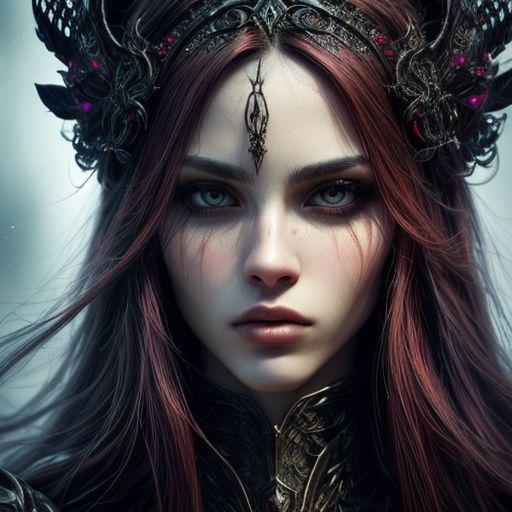 necromancer, female badass Mage, Red Long Hair, sexy Body, OverallDetail, ((ultra detailed Close Up Portrait))