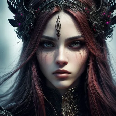 necromancer, female badass Mage, Red Long Hair, sexy Body, OverallDetail, ((ultra detailed Close Up Portrait))