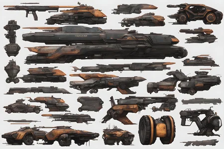 Metal texture, rusty, dirty, RPG game, sci-fi, cyberpunk, mega building, vehicle design, postapocalyptic, dystopian, futuristic, character sheet, Cyberpunk 2077, highres, super detailed, 2k, 4k, 8k, 16k, game asset, transparent background, frontal view, side view