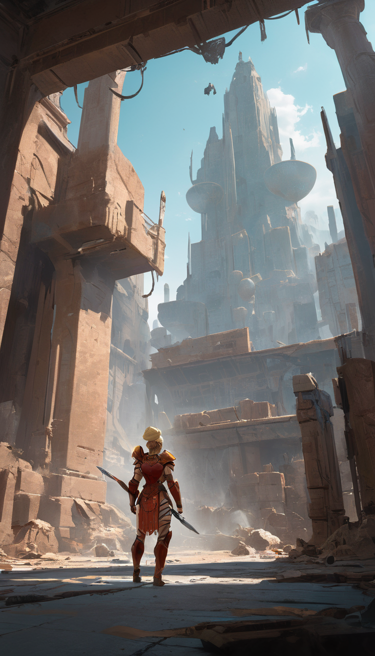 concept art Cinematic scene, hero view, d2a amazon <lora:diablo_2_amazon_xl_v1:1>, action pose, detailed background, masterpiece, best quality, high quality, highres, absurdres  . digital artwork, illustrative, painterly, matte painting, highly detailed