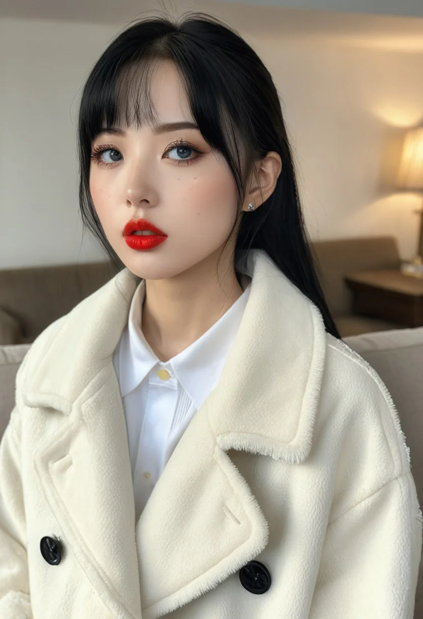 gorgeous lips, cinematic, (masterpiece), (best quality), (ultra-detailed), very aesthetic, illustration, perfect composition, intricate details, absurdres, detailed face, (anime, masterpiece, intricate:1.3), (best quality, hires textures, high detail:1.2), (4k),(incredibly detailed:1.4) full body, closed lips
NSFW
2girls, black hair, blue eyes, freckles, large size jacket, open over chest, fringe, dimple, living room scene, multiple girls, yuri kiss, fashi-g, red lips, makeup, mature female, EGirlMakeup,