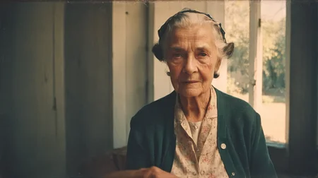 Vintage Photograph, Elderly Woman Portrait, Analog Film, Wearing Time-worn Clothes, 1950s, Soft Lighting, Wrinkled Skin Texture, Simple Background, Rule of Thirds Composition, Visible Grain, Shallow Focus, Amelia Earhar
,analog, AnalogRedmAF,
<lora:AnalogRedmondV2-Analog-AnalogRedmAF:1>