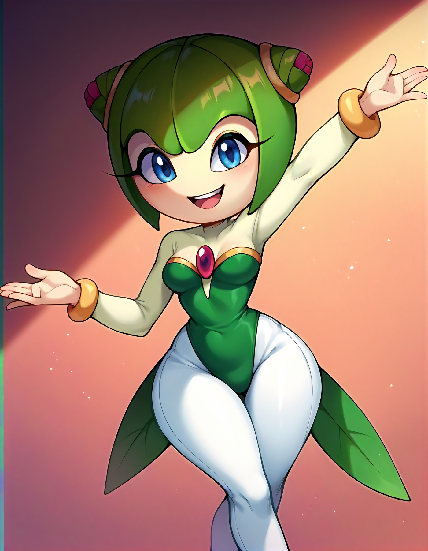 score_9, score_8_up, score_7_up, score_6_up, score_5_up, score_4_up, (Source furry), (rating safe), , 1girl, solo, (clothing:1.5), smile, happy, dancing, green clothes, <lora:cosmo_ponyXL_epoch_2:1>, cosmotheseedrian, flora fauna, green hair,, wide hips, thin waist, athletic, flat stomach, lean, medium breasts