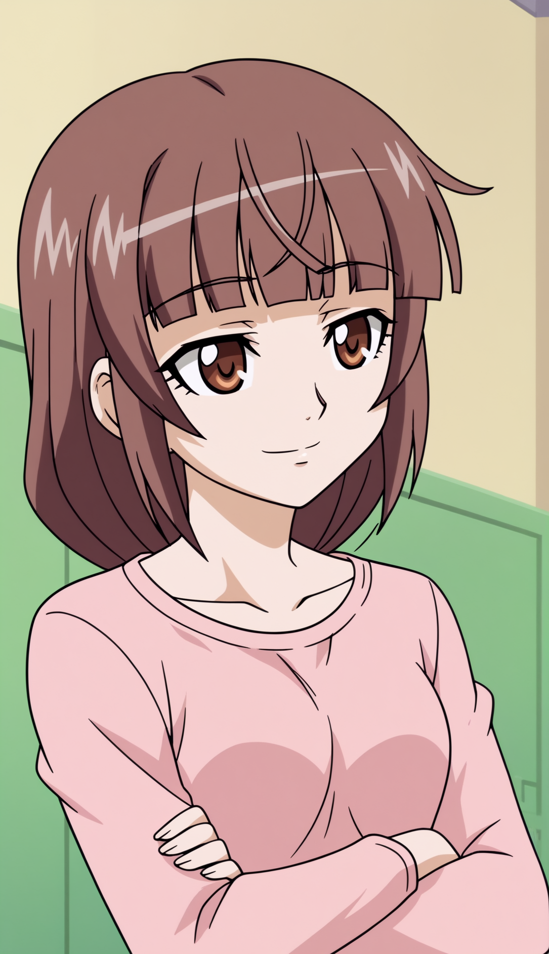 rating_safe,  anime screencap, consistent background,   Emiru Ikuno, light smile, upper body  <lora:Nozoki_Ana-Emiru_Ikuno-PDXL:0.8>,