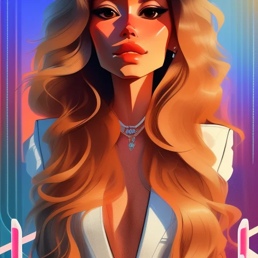 chillwave full body portrait of a sound, aerodynamic, Indifferent Merchandiser woman, Ornate, confused, with long wavy auburn hair wearing rabbit costume , digital art, trending on artstation, highly detailed, fine detail, intricate, outrun, vaporware