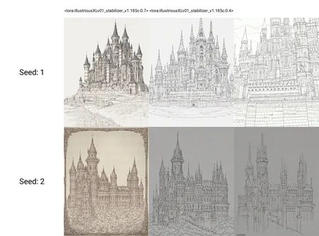 <lora:illustriousXLv01_stabilizer_v1.185c:0.7>monochrome,lineart,castle,anime,masterpiece,
