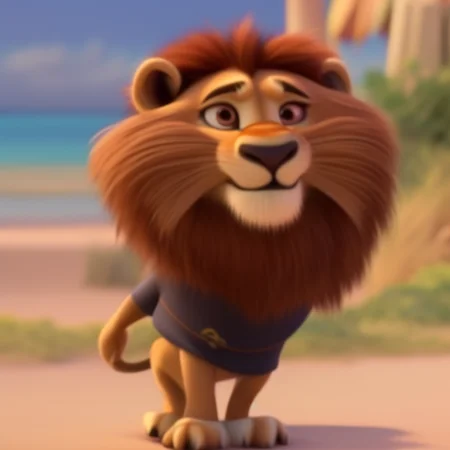 Lion standing on a beach, Zootopiav4