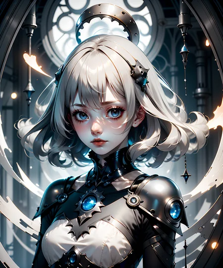 1woman, ({white|gray|black|titanium} straight hair:1.3), ((Gloomcore)), dark magical atmosphere, glowing, <lora:GoodHands-beta2:1>, <lora:AnzhcDreamwave v3_1 watermark fix:0.8>