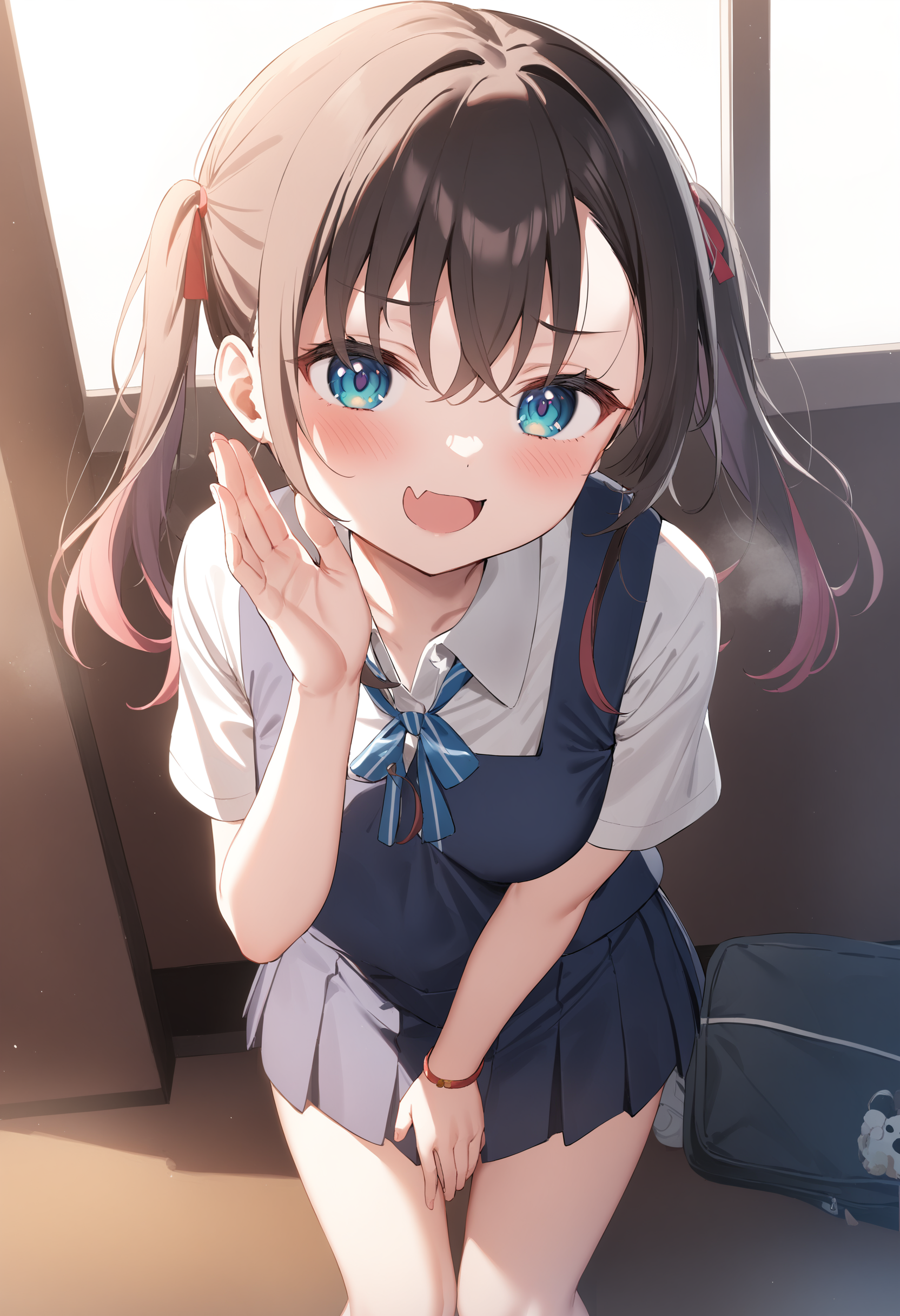 1girl,sincos, ningen mame, toosaka asagi,solo,medium breasts,school uniform,short sleeves,
mesugaki, smile, looking at viewer, blush, hand up, skin fang,<lora:mesugaki_XL_v1:0.8>
best quality, very aesthetic, absurdres